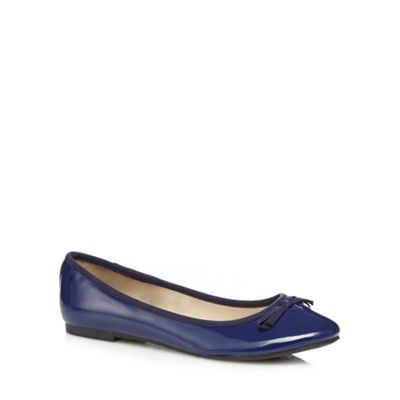 The Collection Navy patent bow applique flat shoes